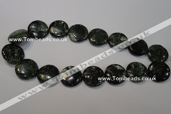 CSH127 15.5 inches 25mm flat round natural seraphinite gemstone beads