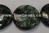 CSH128 15.5 inches 30mm flat round natural seraphinite gemstone beads