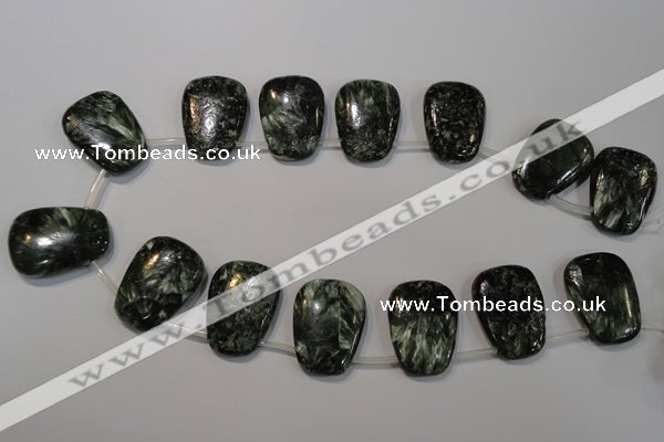 CSH145 Top-drilled 22*30mm trapezoid natural seraphinite gemstone beads