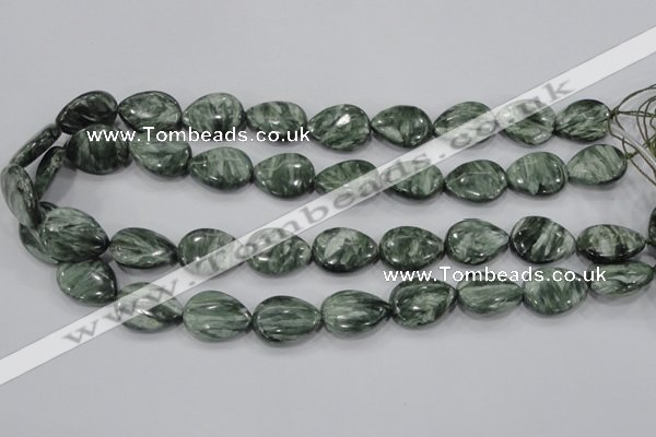 CSH51 15*20mm flat teardrop natural seraphinite gemstone beads