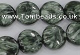 CSH52 15 inches 14mm flat round natural seraphinite gemstone beads