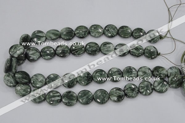 CSH52 15 inches 14mm flat round natural seraphinite gemstone beads