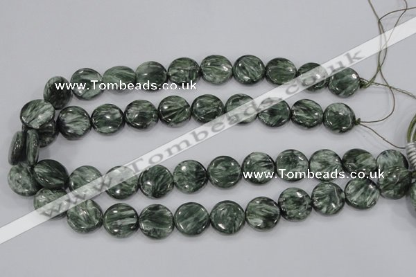 CSH54 15 inches 18mm flat round natural seraphinite gemstone beads