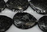 CSI107 15.5 inches 22*30mm flat teardrop silver scale stone beads