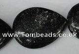 CSI109 15.5 inches 30*40mm flat teardrop silver scale stone beads