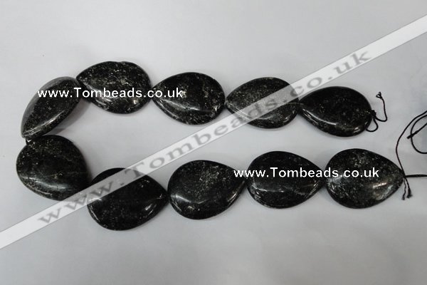 CSI109 15.5 inches 30*40mm flat teardrop silver scale stone beads