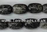 CSI22 15.5 inches 13*18mm drum silver scale stone beads wholesale