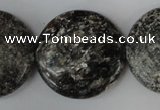 CSI30 15.5 inches 30mm flat round silver scale stone beads wholesale