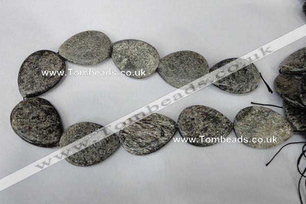 CSI40 15.5 inches 30*40mm flat teardrop silver scale stone beads wholesale