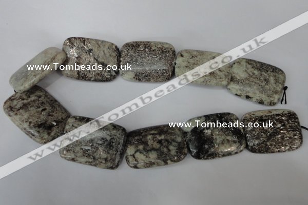 CSI50 15.5 inches 30*40mm rectangle silver scale stone beads wholesale