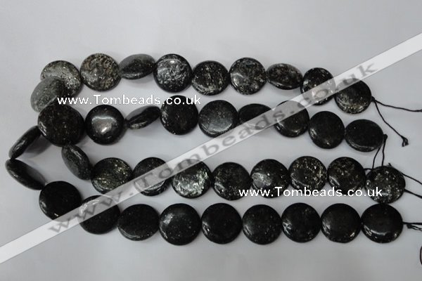 CSI87 15.5 inches 20mm flat round silver scale stone beads wholesale