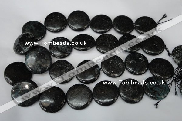 CSI89 15.5 inches 30mm flat round silver scale stone beads wholesale