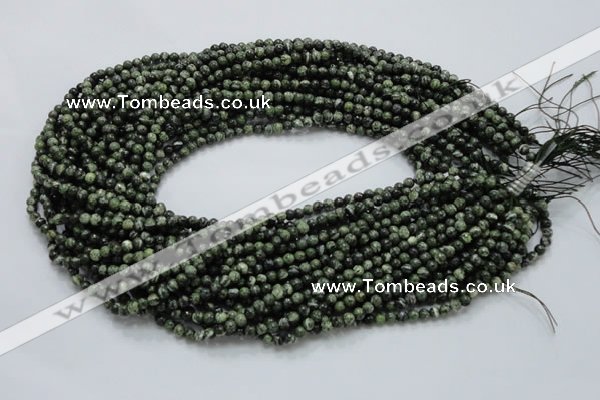 CSJ01 15.5 inches 4mm round green silver line jasper beads wholesale