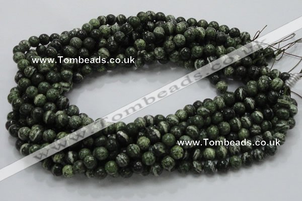CSJ03 15.5 inches 8mm round green silver line jasper beads wholesale