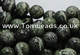 CSJ04 15.5 inches 10mm round green silver line jasper beads wholesale