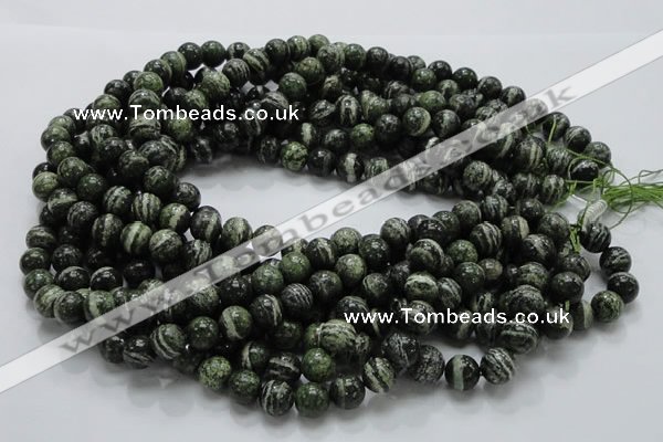 CSJ04 15.5 inches 10mm round green silver line jasper beads wholesale