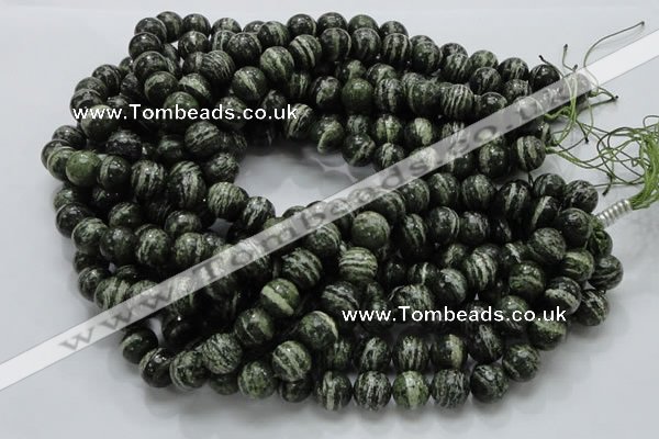 CSJ05 15.5 inches 12mm round green silver line jasper beads wholesale