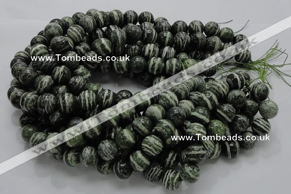 CSJ06 15.5 inches 14mm round green silver line jasper beads wholesale