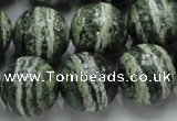 CSJ07 15.5 inches 16mm round green silver line jasper beads wholesale