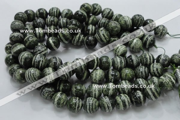 CSJ07 15.5 inches 16mm round green silver line jasper beads wholesale