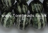 CSJ08 15.5 inches 18mm round green silver line jasper beads wholesale