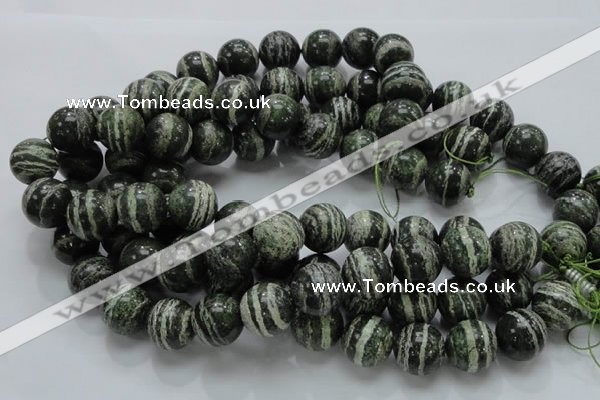 CSJ08 15.5 inches 18mm round green silver line jasper beads wholesale