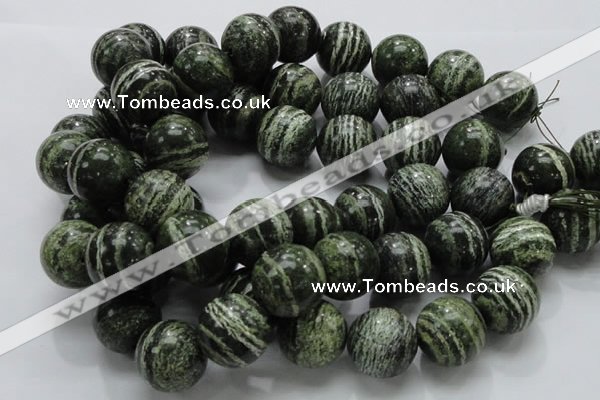 CSJ10 15.5 inches 22mm round green silver line jasper beads wholesale