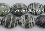 CSJ113 15.5 inches 15*20mm faceted oval green silver line jasper beads