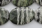 CSJ114 15.5 inches 22*30mm faceted oval green silver line jasper beads