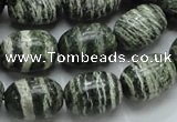 CSJ16 15.5 inches 13*18mm egg-shaped green silver line jasper beads