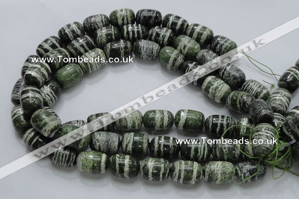 CSJ17 15.5 inches 15*20mm egg-shaped green silver line jasper beads