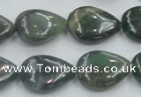 CSJ203 15.5 inches 15*20mm flat teardrop serpentine jade gemstone beads