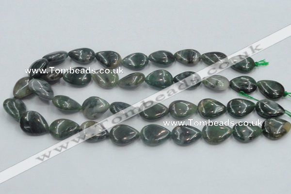 CSJ203 15.5 inches 15*20mm flat teardrop serpentine jade gemstone beads