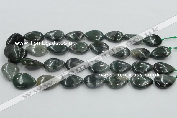 CSJ204 15.5 inches 18*25mm flat teardrop serpentine jade gemstone beads