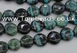 CSJ214 15.5 inches 10mm flat round dyed green silver line jasper beads