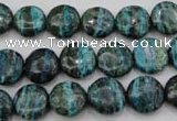 CSJ215 15.5 inches 12mm flat round dyed green silver line jasper beads