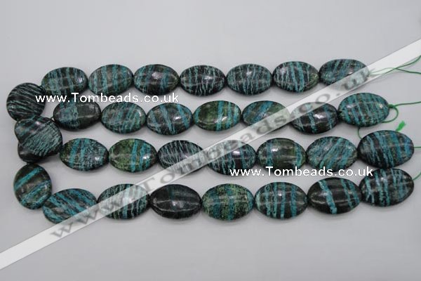 CSJ228 15.5 inches 18*25mm oval dyed green silver line jasper beads