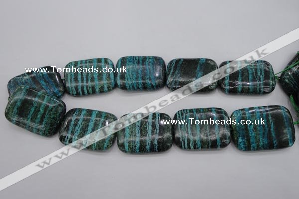 CSJ248 15.5 inches 30*40mm rectangle dyed green silver line jasper beads