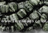 CSJ26 15.5 inches 10*10mm square green silver line jasper beads