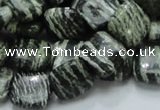 CSJ27 15.5 inches 12*12mm square green silver line jasper beads