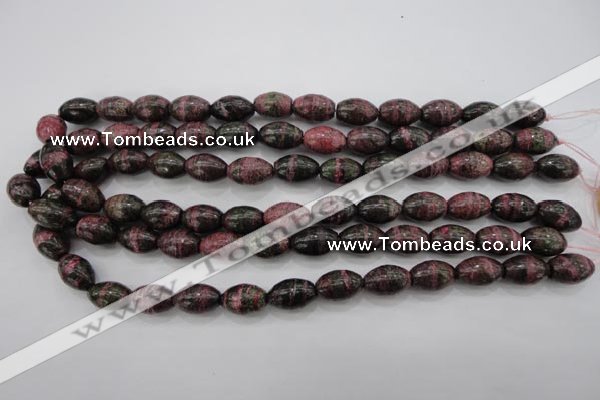 CSJ271 15.5 inches 10*14mm rice dyed green silver line jasper beads
