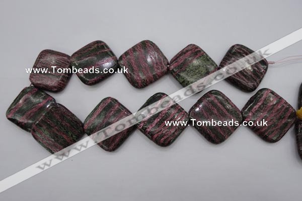 CSJ280 15.5 inches 30*30mm diamond dyed green silver line jasper beads