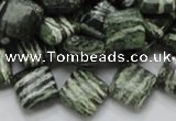 CSJ30 15.5 inches 12*12mm diamond green silver line jasper beads