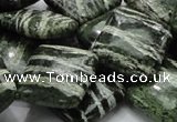 CSJ32 15.5 inches 20*20mm diamond green silver line jasper beads