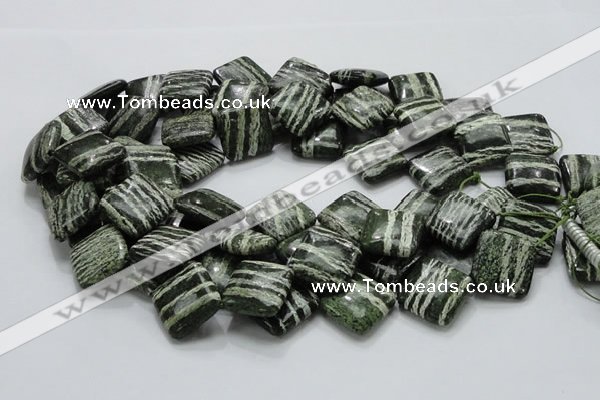 CSJ32 15.5 inches 20*20mm diamond green silver line jasper beads