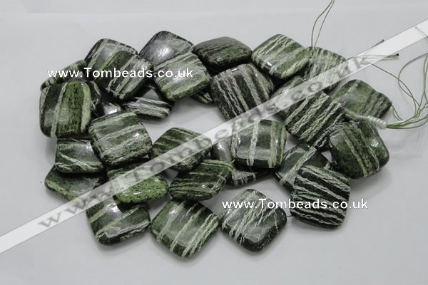 CSJ33 15.5 inches 30*30mm diamond green silver line jasper beads