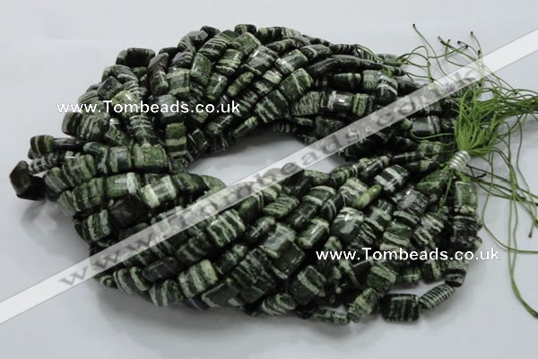 CSJ36 15.5 inches 10*14mm rectangle green silver line jasper beads