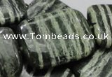 CSJ40 15.5 inches 30*40mm rectangle green silver line jasper beads