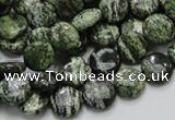 CSJ41 15.5 inches 10mm flat round green silver line jasper beads