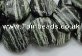 CSJ44 15.5 inches 20mm flat round green silver line jasper beads